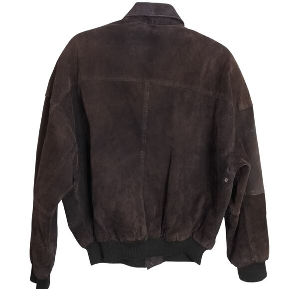 M813)Vtg Middlebrook Park Brown Suede Leather Pockets Full Zip Bomber Jacket S - Picture 2 of 11